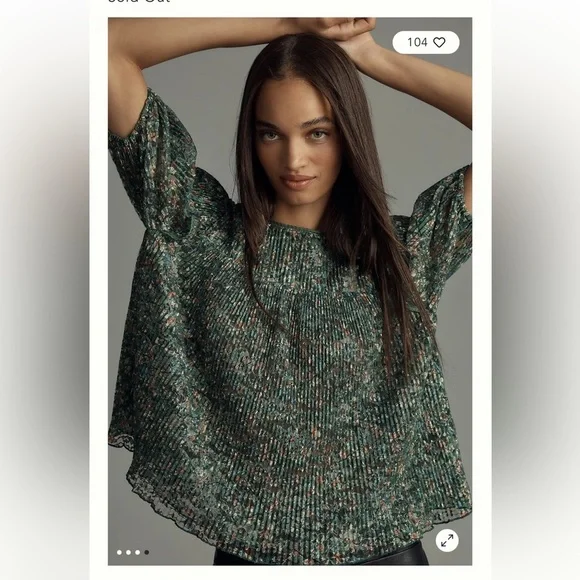 Anthropologie Porridge Pleated Floral Printed Lace Blouse Size L Romantic - Picture 3 of 14